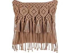 Online Beliani Set di 2 cuscini BAMIAN Cotone 45 x 45 cm chiaro Trama geometrica Marrone