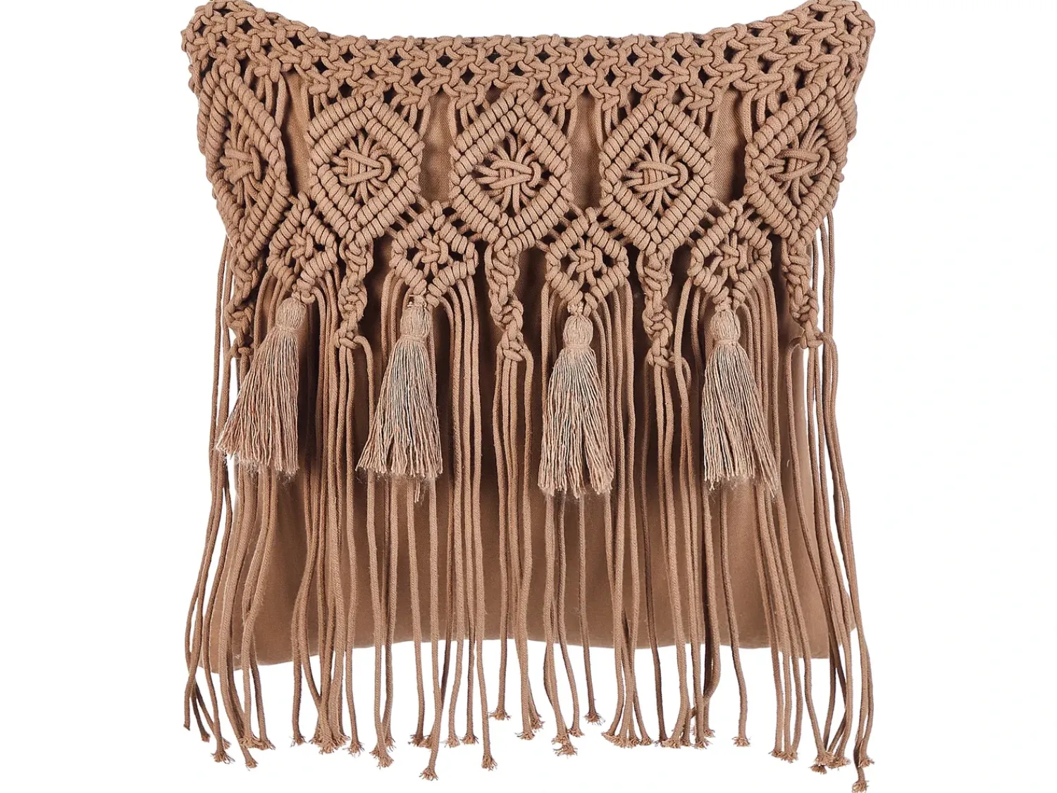 Online Beliani Set di 2 cuscini BAMIAN Cotone 45 x 45 cm chiaro Trama geometrica Marrone