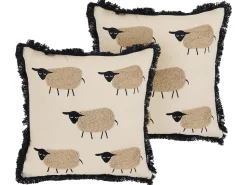 Sale Beliani Set di 2 cuscini BANNU Bouclé 45 x 45 cm Beige Beige Nero