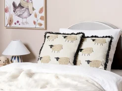 Sale Beliani Set di 2 cuscini BANNU Bouclé 45 x 45 cm Beige Beige Nero