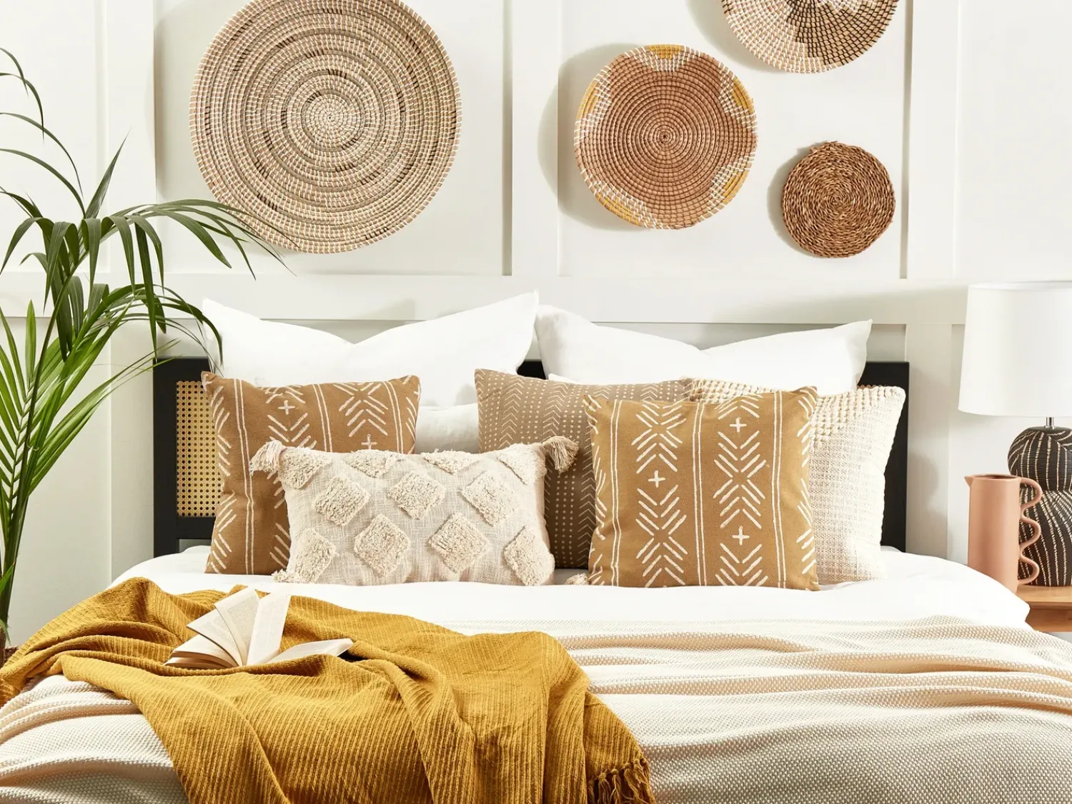 Hot Beliani Set di 2 cuscini BANYAN Cotone 45 x 45 cm Beige sabbia Trama geometrica Beige Bianco