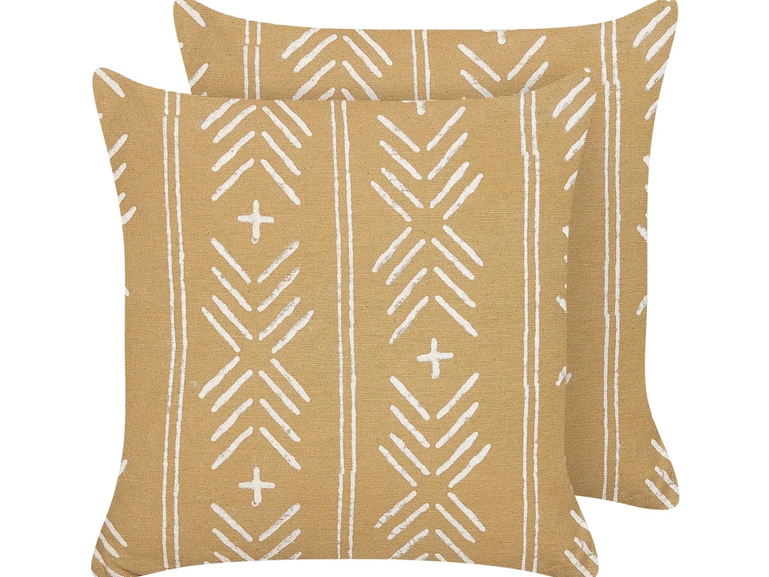 Hot Beliani Set di 2 cuscini BANYAN Cotone 45 x 45 cm Beige sabbia Trama geometrica Beige Bianco
