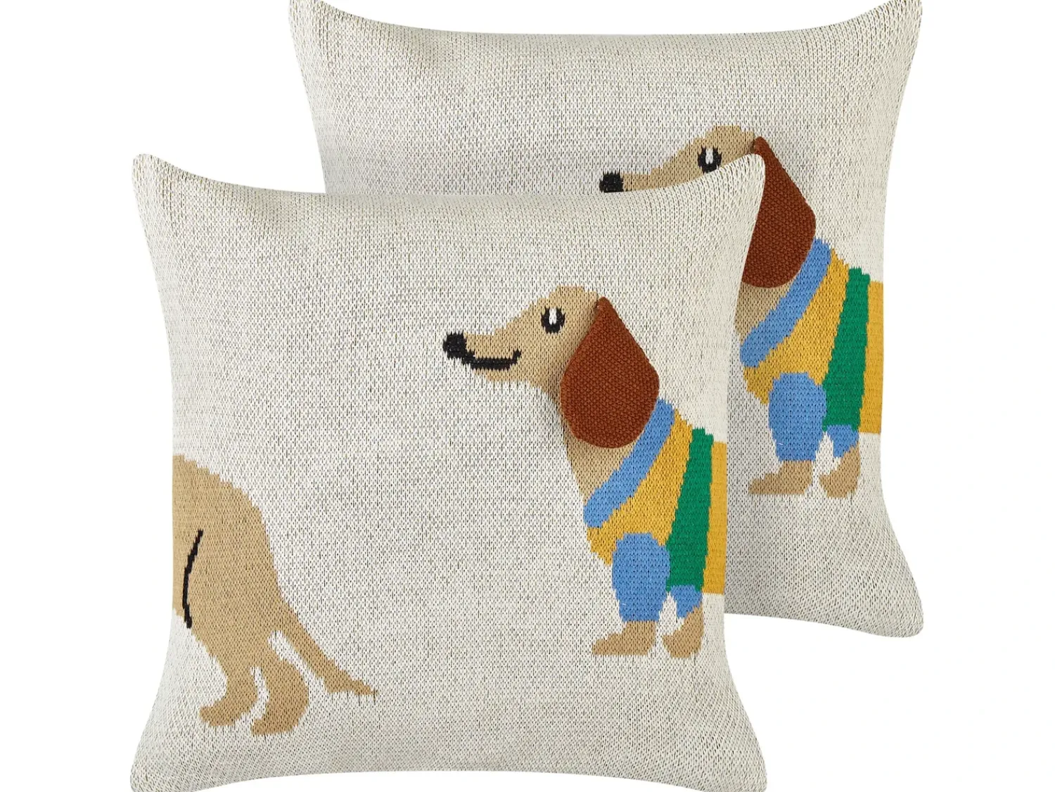 Clearance Beliani Set di 2 cuscini BATTAL Cotone 45 x 45 cm Beige Beige Giallo Marrone Verde