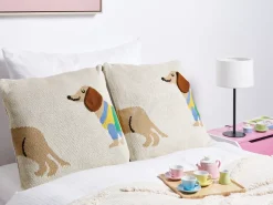 Clearance Beliani Set di 2 cuscini BATTAL Cotone 45 x 45 cm Beige Beige Giallo Marrone Verde