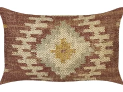 Discount Beliani Set di 2 cuscini BEEL Iuta 30 x 50 cm Multicolore Trama orientale Beige Marrone Multicolore