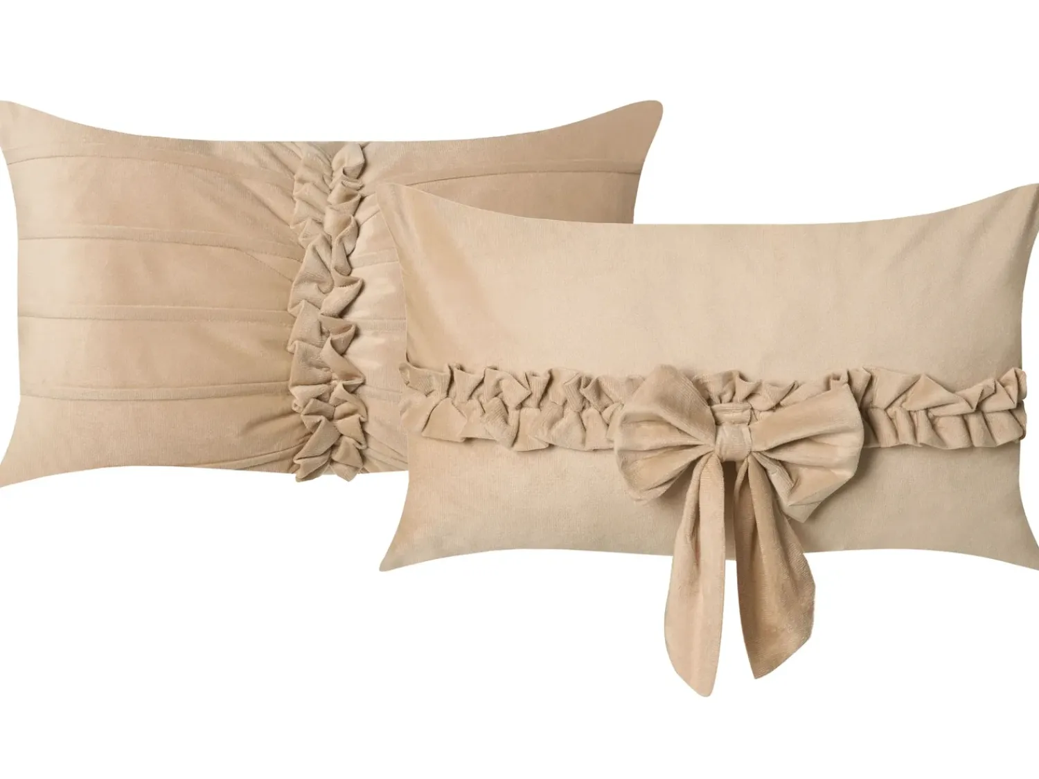 Best Beliani Set di 2 cuscini BELLE Velluto 30 x 50 cm Tinta unita Beige