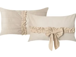 Beliani Set di 2 cuscini BELLE Velluto 30 x 50 cm chiaro Tinta unita Beige