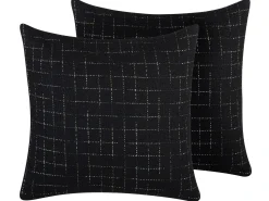 Discount Beliani Set di 2 cuscini BELLFLOWER 45 x 45 cm Nero Trama geometrica Argento Oro Nero