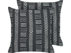 Outlet Beliani Set di 2 cuscini BENZOIN Cotone 45 x 45 cm Nero Trama geometrica Bianco Nero