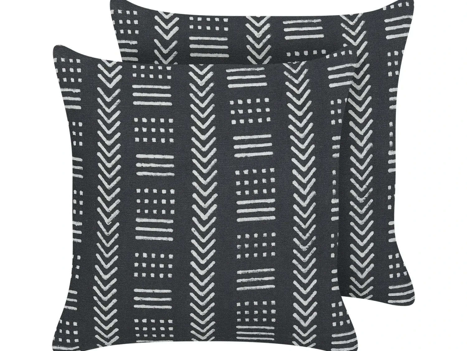 Outlet Beliani Set di 2 cuscini BENZOIN Cotone 45 x 45 cm Nero Trama geometrica Bianco Nero