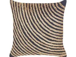 Beliani Set di 2 cuscini BERGENIA Iuta 45 x 45 cm Nero A strisce Beige Naturale Nero