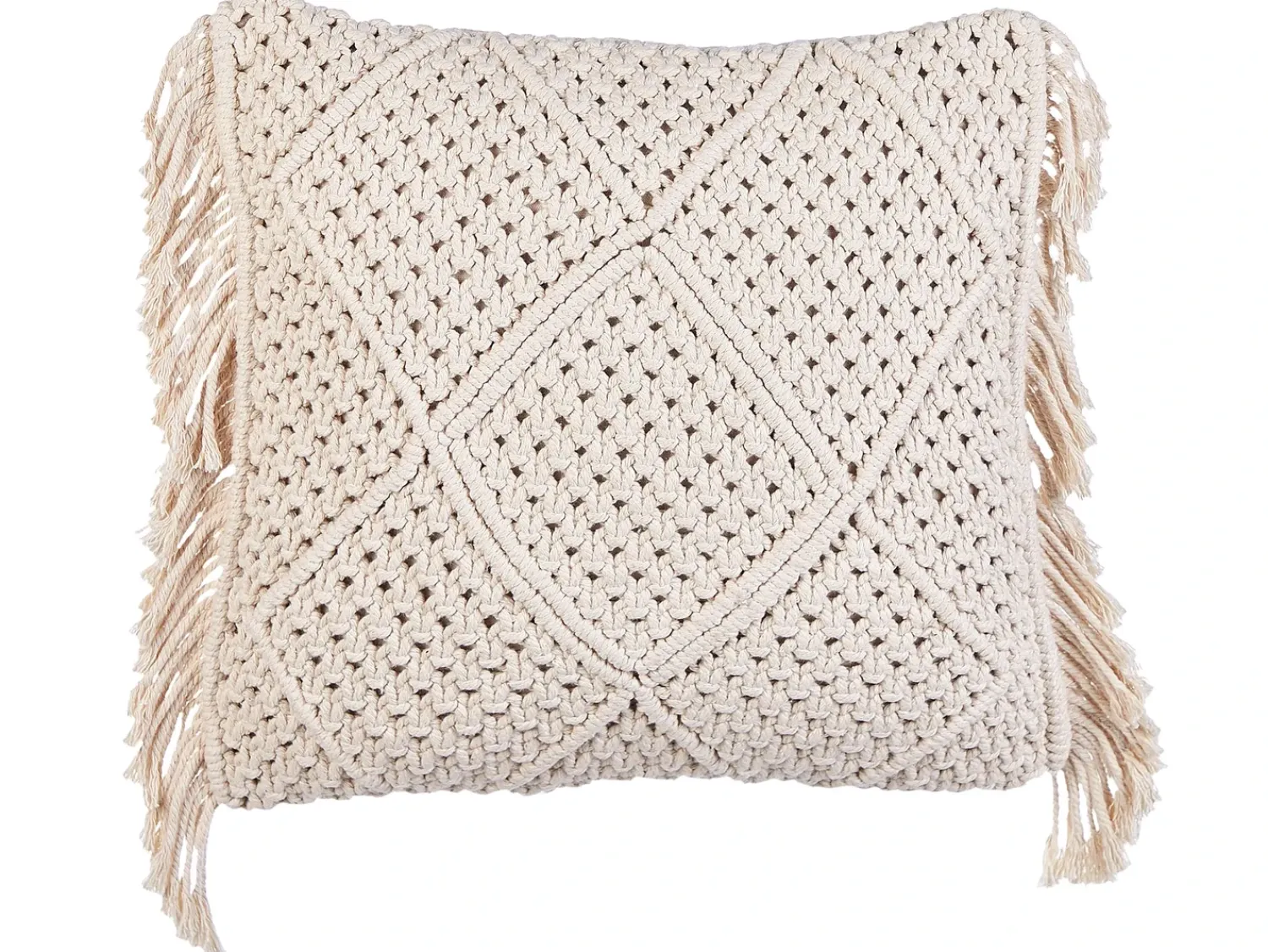 New Beliani Set di 2 cuscini BESHAM Cotone 45 x 45 cm chiaro Trama geometrica Beige