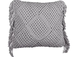Beliani Set di 2 cuscini BESHAM Cotone 45 x 45 cm Trama geometrica Grigio