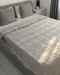 Beliani Set di 2 cuscini BESHAM Cotone 45 x 45 cm Trama geometrica Grigio