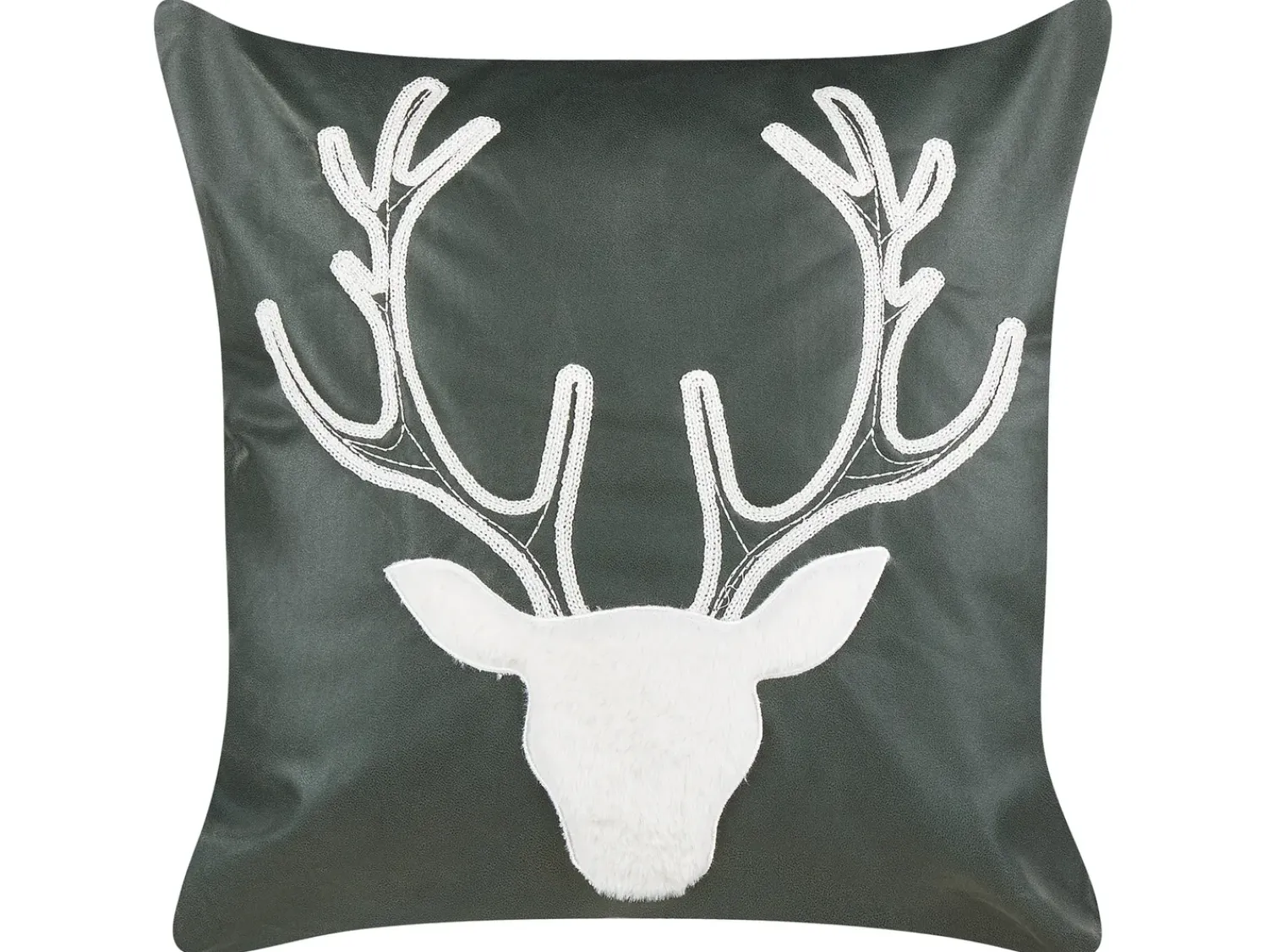 Beliani Set di 2 cuscini BICOCCA Velluto 45 x 45 cm Verde scuro Modello natalizio Bianco Verde