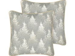 Hot Beliani Set di 2 cuscini BILLBERGIA Cotone 45 x 45 cm Grigio Modello natalizio Bianco Oro Grigio