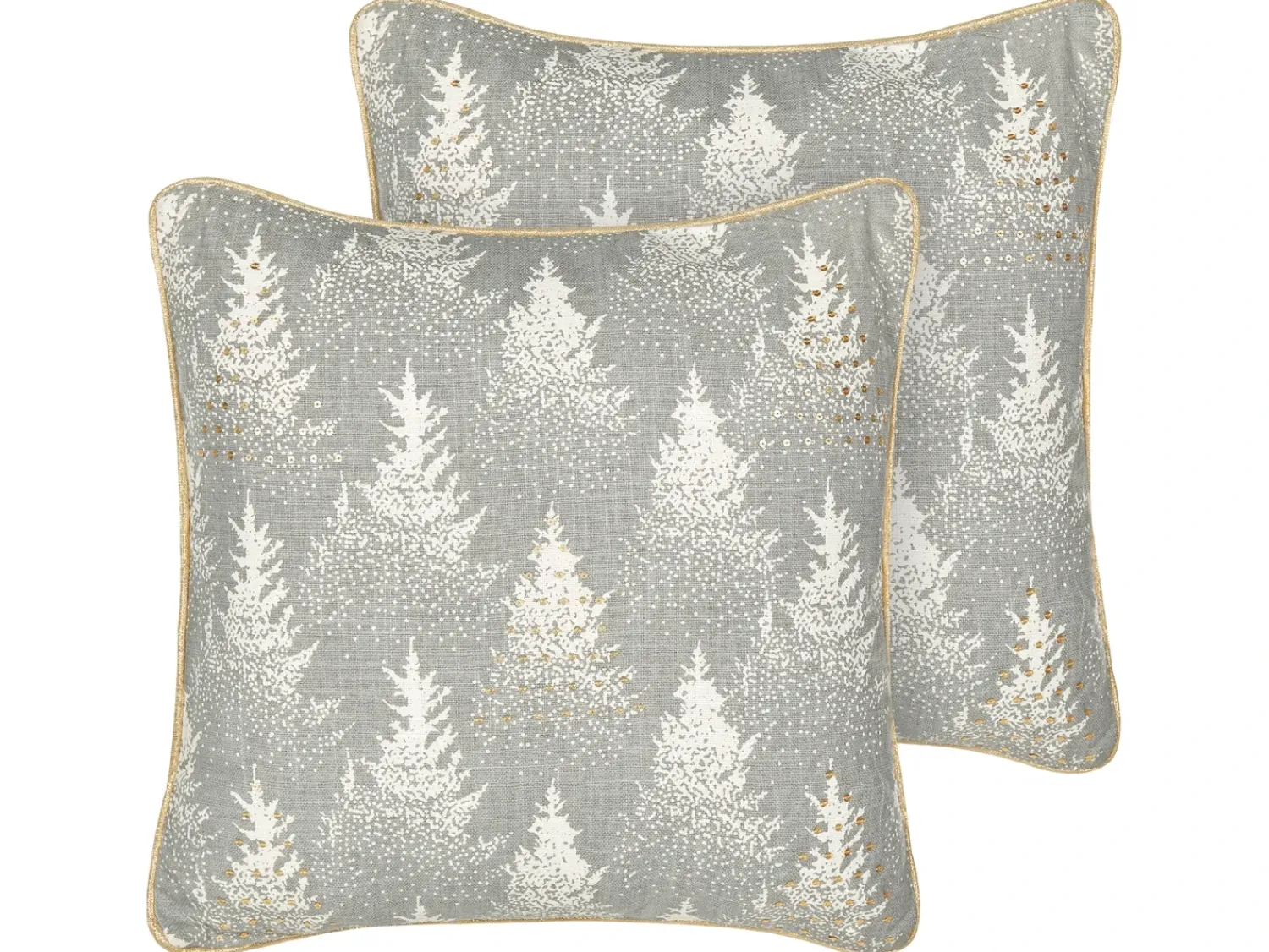 Hot Beliani Set di 2 cuscini BILLBERGIA Cotone 45 x 45 cm Grigio Modello natalizio Bianco Oro Grigio