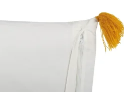 Discount Beliani Set di 2 cuscini BILOBA Cotone 45 x 45 cm Giallo Trama floreale Bianco Giallo