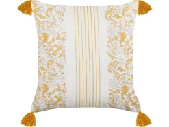 Discount Beliani Set di 2 cuscini BILOBA Cotone 45 x 45 cm Giallo Trama floreale Bianco Giallo