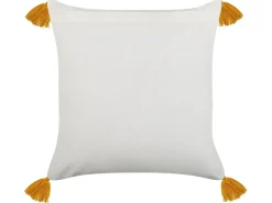 Discount Beliani Set di 2 cuscini BILOBA Cotone 45 x 45 cm Giallo Trama floreale Bianco Giallo