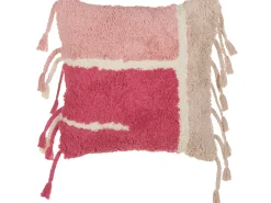 New Beliani Set di 2 cuscini BISTORTA Cotone 45 x 45 cm Rosa Trama geometrica Bianco Rosa