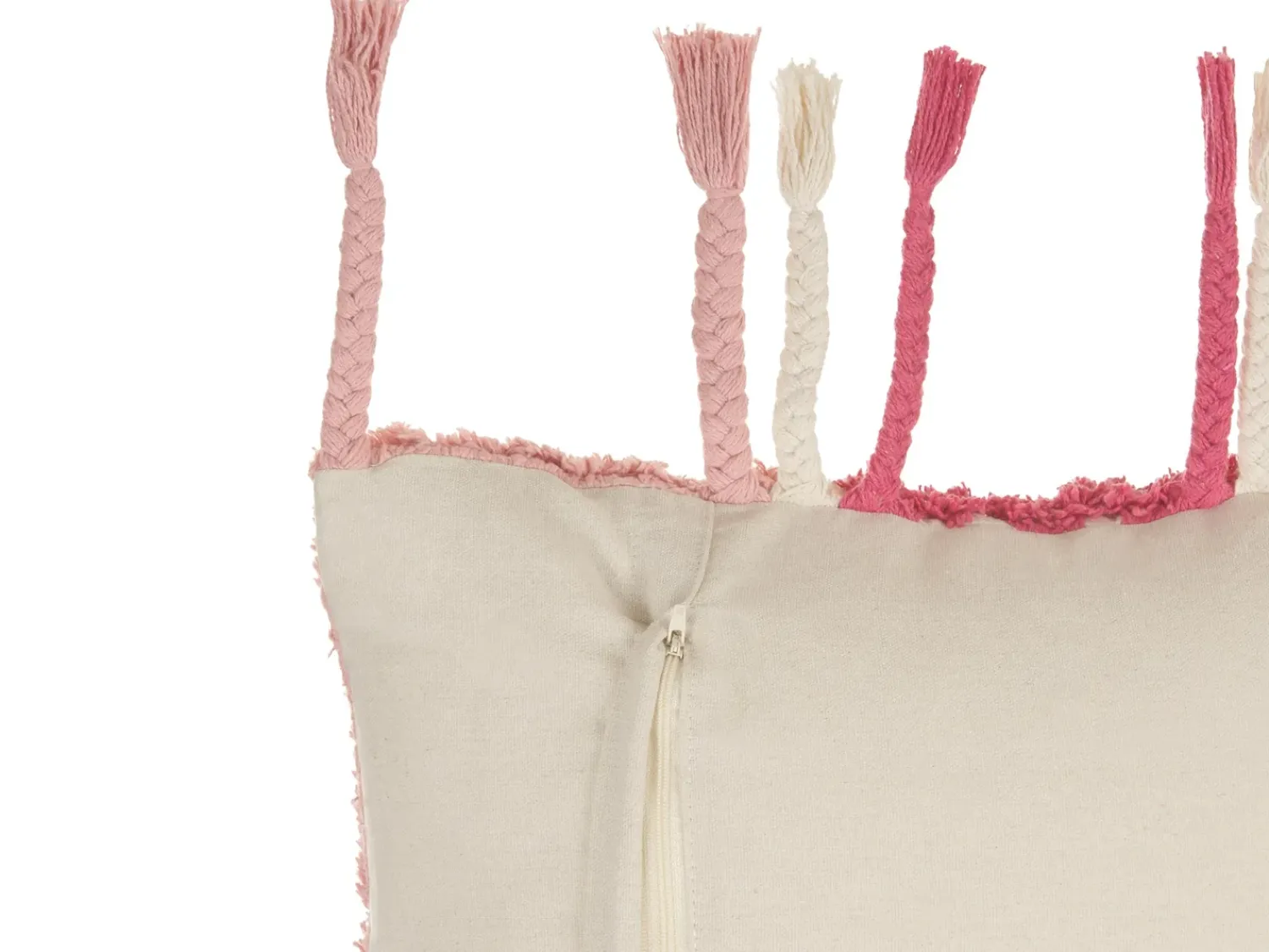 New Beliani Set di 2 cuscini BISTORTA Cotone 45 x 45 cm Rosa Trama geometrica Bianco Rosa
