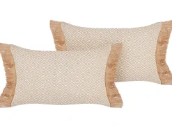 Clearance Beliani Set di 2 cuscini BOATH 30 x 50 cm Beige Tinta unita Beige Marrone