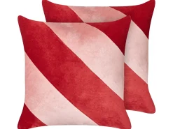 Beliani Set di 2 cuscini BORONIA Cotone 45 x 45 cm Rosso Modello natalizio Rosa Rosso