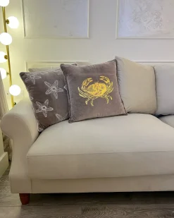 Sale Beliani Set di 2 cuscini BOSSIELLA Cotone 45 x 45 cm Tortora Trama animale Beige Oro