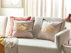 Sale Beliani Set di 2 cuscini BOSSIELLA Cotone 45 x 45 cm Tortora Trama animale Beige Oro
