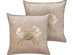 Sale Beliani Set di 2 cuscini BOSSIELLA Cotone 45 x 45 cm Tortora Trama animale Beige Oro