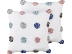 Sale Beliani Set di 2 cuscini BRACKEN Cotone 45 x 45 cm Bianco Bianco Multicolore