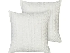 Clearance Beliani Set di 2 cuscini CADETIA Cotone 45 x 45 cm Tinta unita Bianco