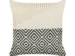 Sale Beliani Set di 2 cuscini CALANTHE Cotone 45 x 45 cm Beige Trama geometrica Beige Nero