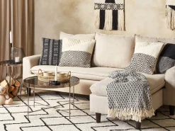 Sale Beliani Set di 2 cuscini CALANTHE Cotone 45 x 45 cm Beige Trama geometrica Beige Nero