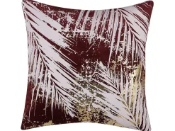 Outlet Beliani Set di 2 cuscini CALLA Velluto 45 x 45 cm Rosso Trama di piante Bianco Rosso Oro