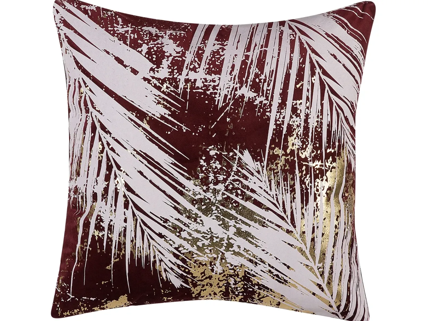 Outlet Beliani Set di 2 cuscini CALLA Velluto 45 x 45 cm Rosso Trama di piante Bianco Rosso Oro