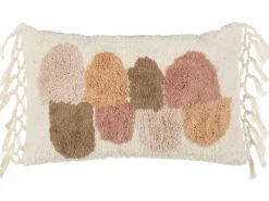 Hot Beliani Set di 2 cuscini CALTHA Cotone 30 x 50 cm Beige Trama astratta Bianco Beige Marrone Rosa Multicolore