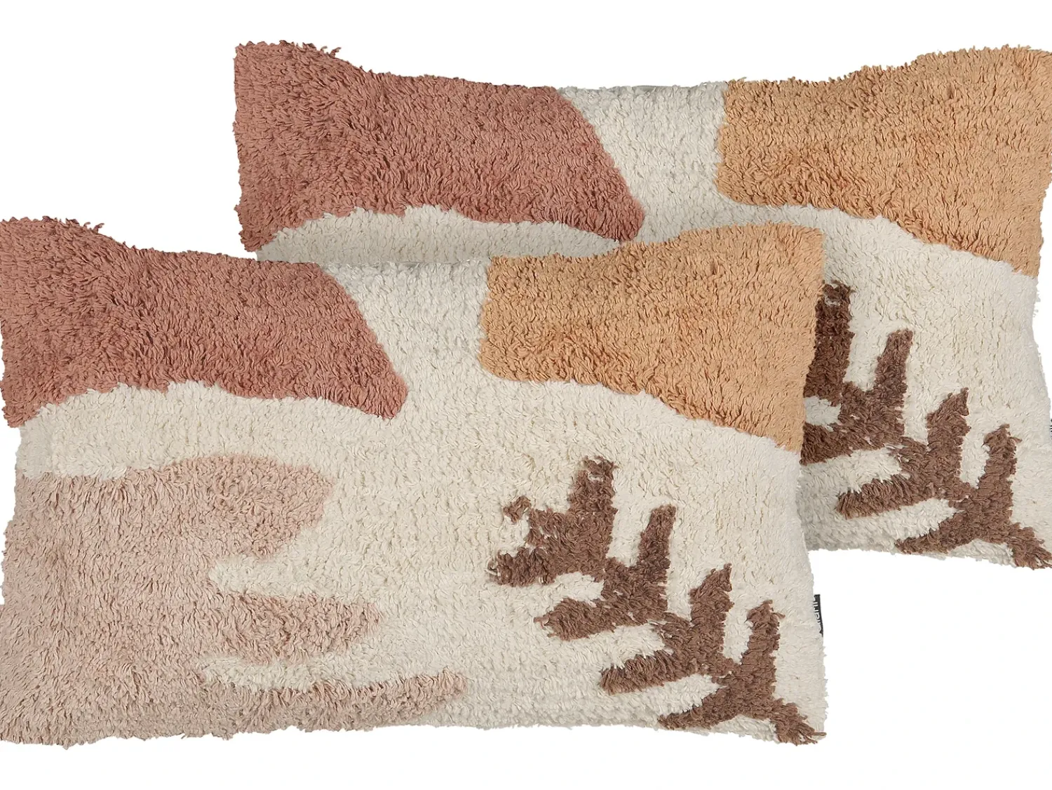 Online Beliani Set di 2 cuscini CAMASSIA Cotone 30 x 50 cm Beige Trama astratta Bianco Beige Marrone Rosa Multicolore