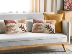 Online Beliani Set di 2 cuscini CAMASSIA Cotone 30 x 50 cm Beige Trama astratta Bianco Beige Marrone Rosa Multicolore