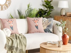 Sale Beliani Set di 2 cuscini CANDELABRA 45 x 45 cm Rosa Trama animale Arancione Rosa Nero