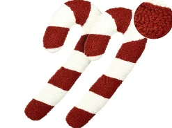 Best Beliani Set di 2 cuscini CANDY CANE Bouclé 22 x 55 cm Rosso Modello natalizio Bianco Rosso