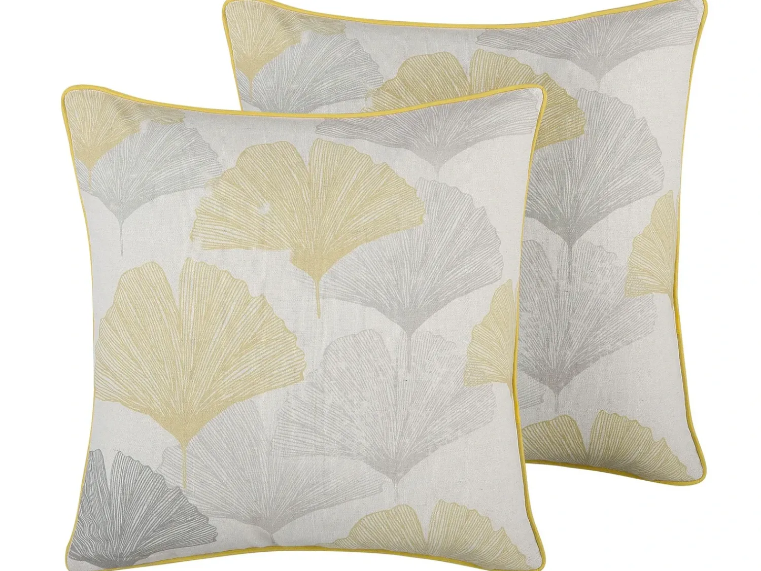 Hot Beliani Set di 2 cuscini CANDYTUFT 45 x 45 cm Giallo Trama di piante Giallo Grigio Multicolore