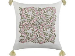 Outlet Beliani Set di 2 cuscini CARISSA Cotone 45 x 45 cm Multicolore Trama floreale Bianco Rosa Multicolore Verde