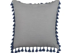Beliani Set di 2 cuscini CARPINUS Lino 45 x 45 cm Grigio Tinta unita Blu Grigio