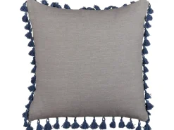 Beliani Set di 2 cuscini CARPINUS Lino 45 x 45 cm Grigio Tinta unita Blu Grigio