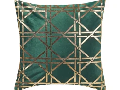 Outlet Beliani Set di 2 cuscini CASSIA 45 x 45 cm Verde scuro Trama geometrica Oro Verde