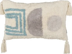 Online Beliani Set di 2 cuscini CASSIOPE Cotone 30 x 50 cm Bianco Trama geometrica Bianco Blu Grigio Multicolore