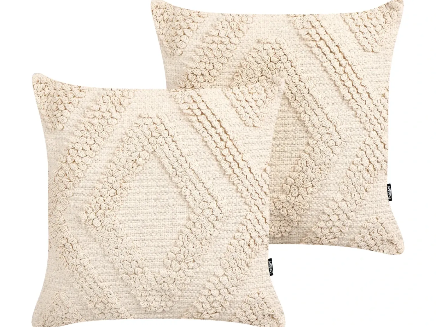 Online Beliani Set di 2 cuscini CATALPA Cotone 45 x 45 cm Trama geometrica Bianco