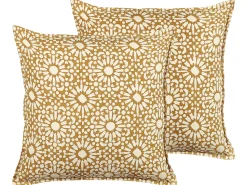 Best Beliani Set di 2 cuscini CEIBA Cotone 45 x 45 cm Trama geometrica Beige